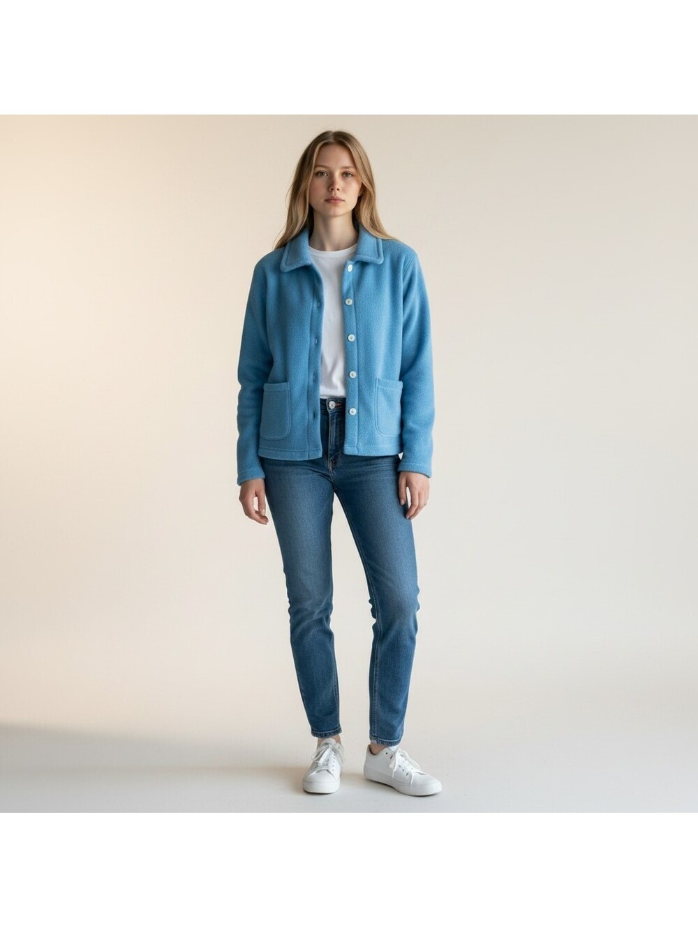Talbots Jacket Women S Small Blue Button Up Collared Long Sleeve Pockets Fleece